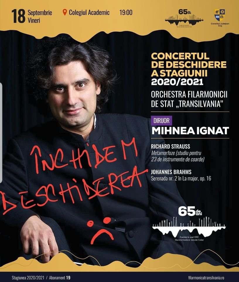 COVID-19 la Filarmonica Transilvania. Se amână deschiderea stagiunii