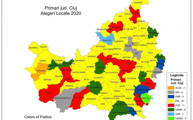 Harta primarilor din județul Cluj. Dominație liberală + marea surpriză a „verzilor”
