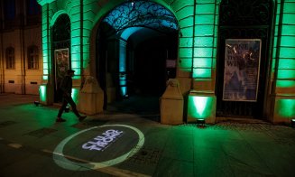 Proiecție de lumini pe Palatul Banffy, la Festivalul Clujotronic