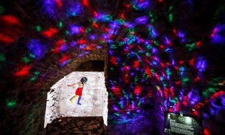 Proiecție de lumini pe Palatul Banffy, la Festivalul Clujotronic