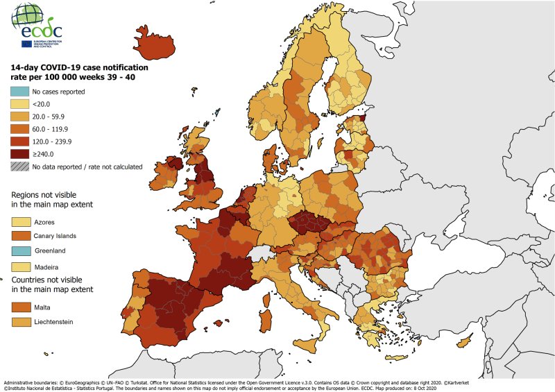 Peste jumătate din statele UE, inclusiv România, sunt în zona roşie de risc epidemiologic