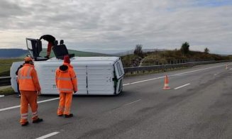 Accident pe autostradă Gilău-Turda. Limitare de viteză și lucrări pe banda 1