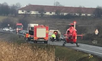 Accident grav la ieșirea din Huedin. Victimele, preluate de elicopterul SMURD
