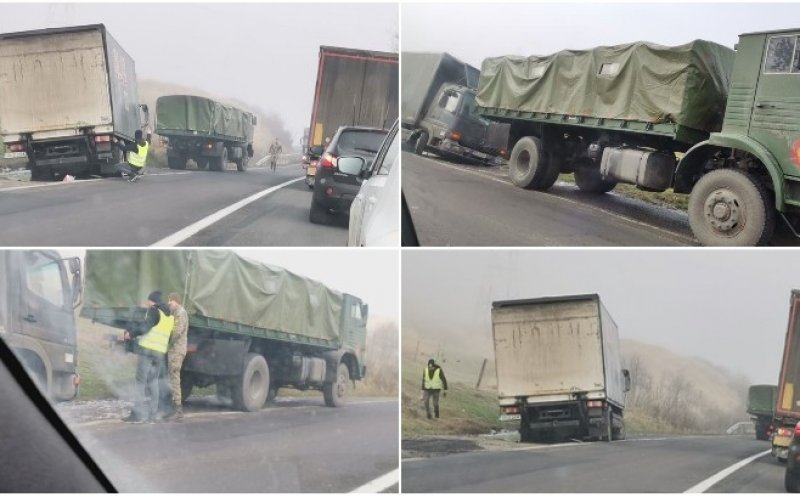 Gest de omenie în pandemie! Militarii din Dej au oprit convoiul ca să ajute un șofer ghinionist
