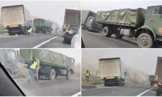 Gest de omenie în pandemie! Militarii din Dej au oprit convoiul ca să ajute un șofer ghinionist