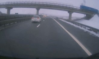 L-au prins! Ce a pățit șoferul care a intrat pe sensul opus pe autostrada Gilău-Turda