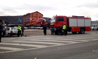 Accident grav la intrarea în Gilău. A fost solicitat un elicopter SMURD/ Trafic blocat