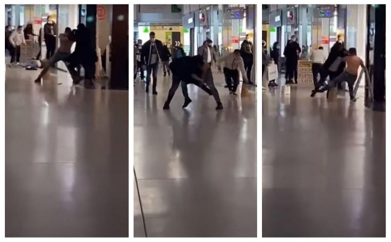 Bătaie în mall. Protagoniştii şi-au împărţit pumni şi picioare chiar sub ochii trecătorilor