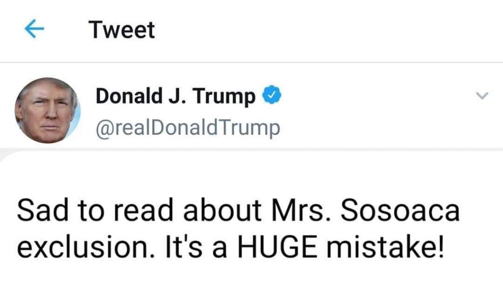 Diana Șoșoacă "lovește" din nou. A postat pe Facebook un mesaj fals de susținere din partea lui Donald Trump!