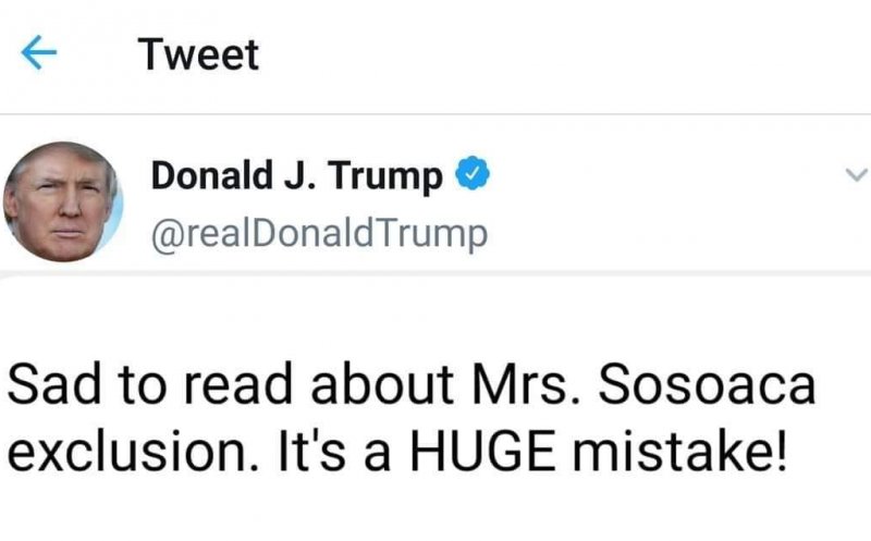 Diana Șoșoacă "lovește" din nou. A postat pe Facebook un mesaj fals de susținere din partea lui Donald Trump!