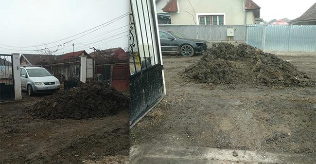 Un turdean susține că a rămas blocat în locuință. Niște "Dorei" i-au lăsat un morman de pământ fix în fața porții