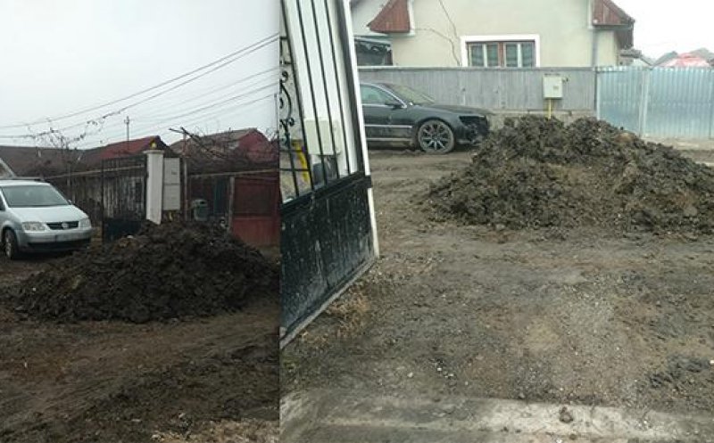 Un turdean susține că a rămas blocat în locuință. Niște "Dorei" i-au lăsat un morman de pământ fix în fața porții