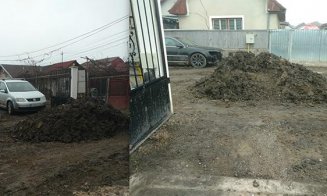 Un turdean susține că a rămas blocat în locuință. Niște "Dorei" i-au lăsat un morman de pământ fix în fața porții
