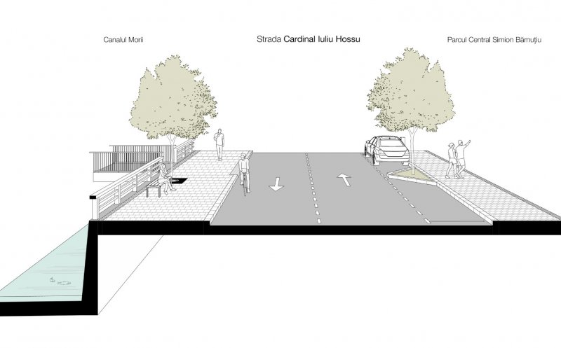 Câte parcări şi câţi copaci vor fi pe Coşbuc şi Cardinal Iuliu Hossu