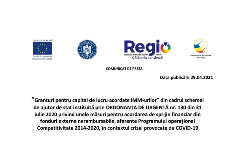 Comunicat de presă - Grant pentru capital de lucru acordat Access Net  SRL
