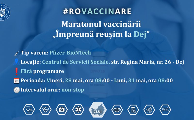 A început maratonul de vaccinare la Dej