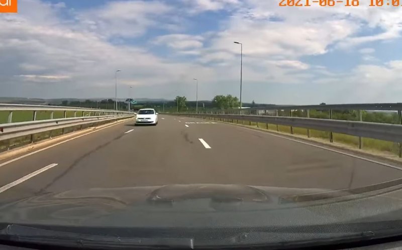 Șofer inconștient surprins pe contra-sens pe A3 lângă Turda! A fost la un pas de un impact mortal