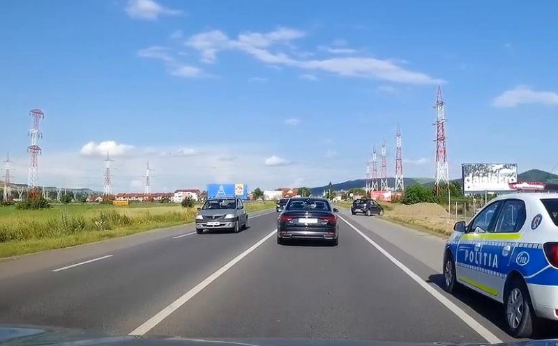 Șofer prins în offside între Gilău și Florești. Nu i-a mers figura cu depășirea coloanei...