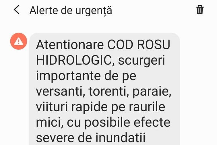 Avertizare RO-Alert de COD ROȘU pentru inundaţii şi viituri în Mihai Viteazul, Moldovenești, Iara, Valea Ierii și Băișoara