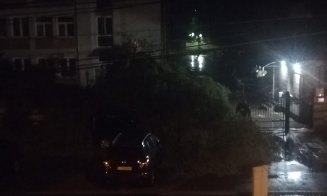 O furtună violentă a făcut ravagii la Cluj. Grindină uriașă, străzi inundate, copaci căzuți pe mașini