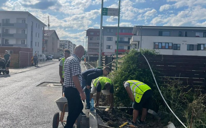Borduri puse strâmb, denivelări sau guri de scurgere care nu funcționează, pe un șantier din Florești. Primarul: „Din păcate nu pot să accept așa ceva”