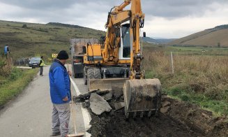 Lucrări de întreținere pe un drum județean din Cluj