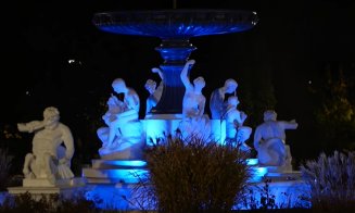 Fântâna artezienă din Parcul Central, iluminată