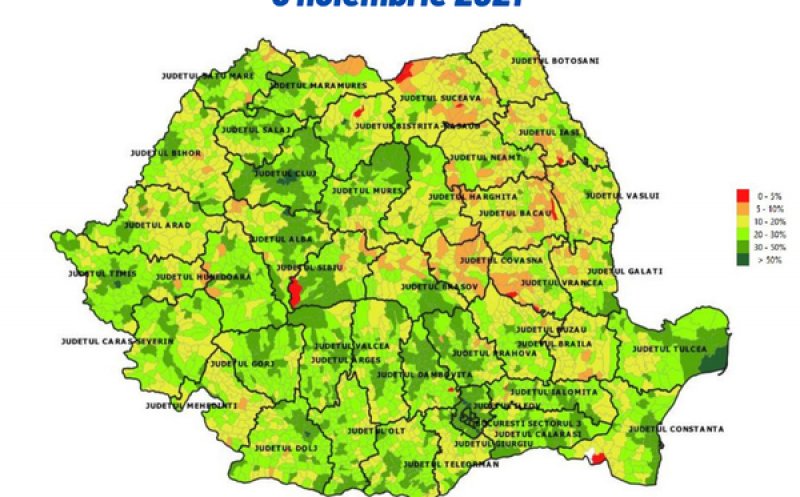 Două localități din Cluj, în TOP 10 la rata de vaccinare în țară/ HARTA vaccinării în județ