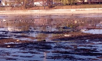 Ce gunoaie mai zac pe fundul apei. Peisaj dezolant la Cluj-Napoca pe promenada Someşului