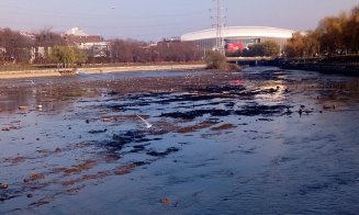 Ce gunoaie mai zac pe fundul apei. Peisaj dezolant la Cluj-Napoca pe promenada Someşului