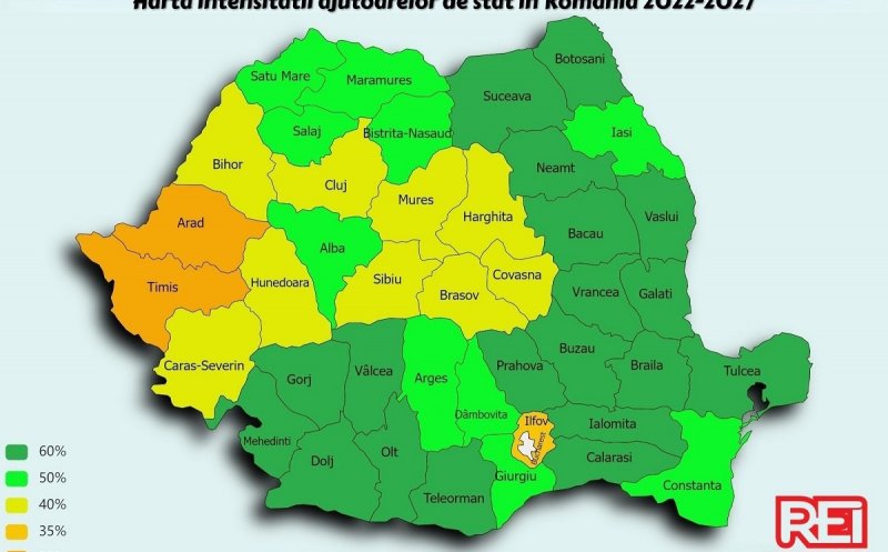 Clujul a intrat în zona galbenă, pe harta județelor care vor obține finanțare nerambursabilă în 2022