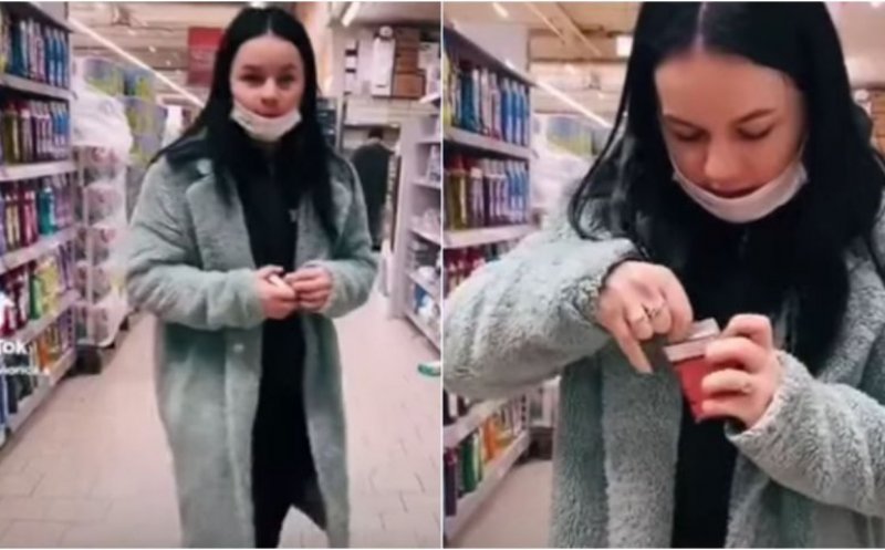 Reacţia Auchan  în cazul tinărei filmată când înţeapă prezervativele dintr-un supermarket , în România
