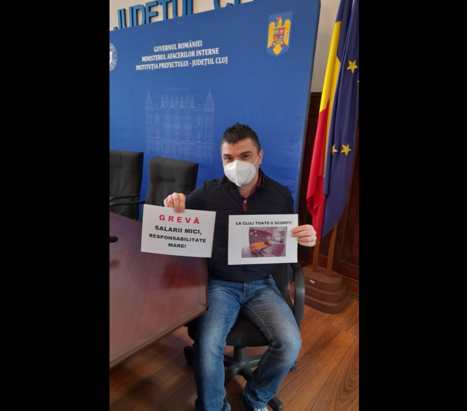 Grevă de avertisment la Prefectura Cluj. A fost „adusă” și celebra garsonieră de 11 mp