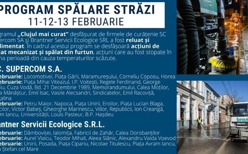 Au fost reluate programele de salubrizare stradală in municipiul Cluj-Napoca