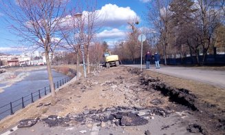 IMAGINI NOI de pe șantierul de modernizare a malurilor Someșului. PODUL Parcul Rozelor – Grigorescu prinde contur. Pista de biciclete, DESFIINŢATĂ. Ac