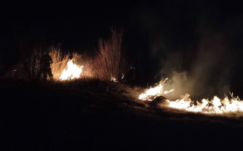 Incendiu de vegetație în Turda, în zona podului peste Arieș de pe DN 1