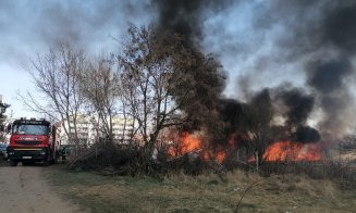 Foc puternic în Gheorgheni. A luat foc vegetația uscată din zona lacurilor