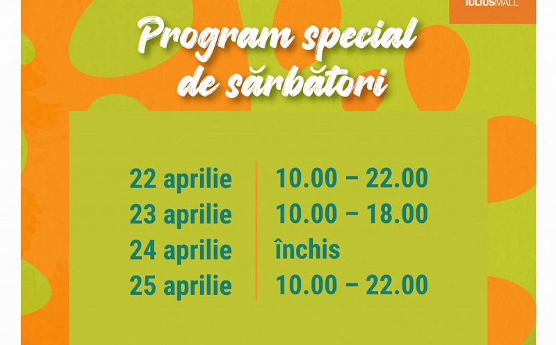 Pregătește-te pentru un Paște fericit la Iulius Mall Cluj! Află programul special de sărbători al magazinelor și restaurantelor