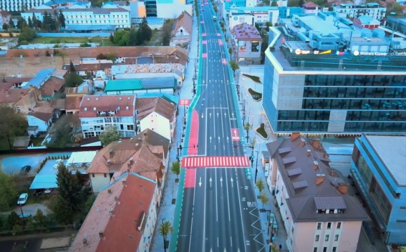 Bulevardul 21 Decembrie, văzut din DRONĂ. Boc: ''Că ești la Munchen, la Bruxelles sau că ești în Cluj, practic e aceeași infrastructură”