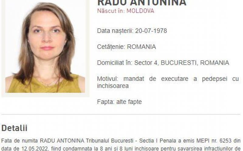 Antonina Radu, pompierul condamnat în dosarul Colectiv, a fost găsită. Unde se află femeia dată în urmărire generală