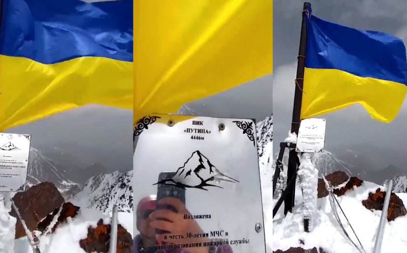 Dictatorul de la Kremlin are muntele lui. Steagul Ucrainei a fost arborat pe "Vârful Putin"
