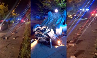 Şoferul care a spulberat stâlpii de pe Soporului şi a aterizat cu roţile în sus era BEAT