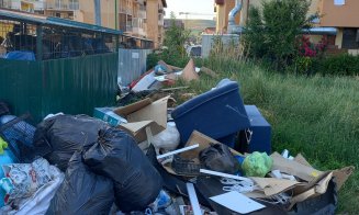 Puhoi de gunoaie pe strada Porii din Florești. Oamenii duc şi canapele la pubelă