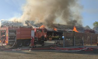 INCENDIU de amploare la Băile Sărate Turda: ARDE acoperișul restaurantului