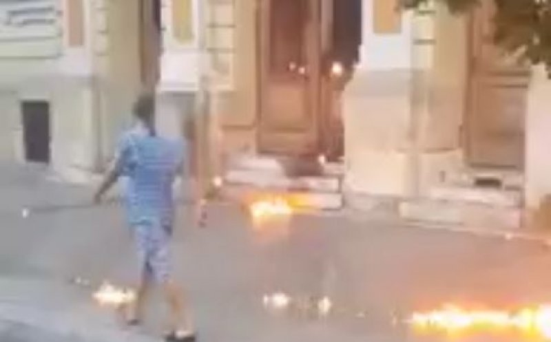 Cine e bărbatul care a pus foc la ușa Primăriei Cluj-Napoca. A fost reținut pentru 24 de ore