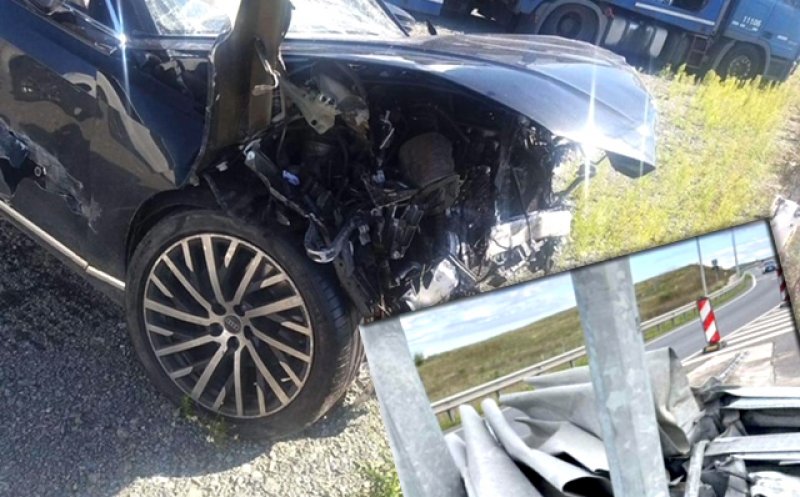 Şofer de 19 ani, a făcut acordeon parapeţii de pe Autostradă cu limuzina. Ar fi fiul primăriței din Chinteni