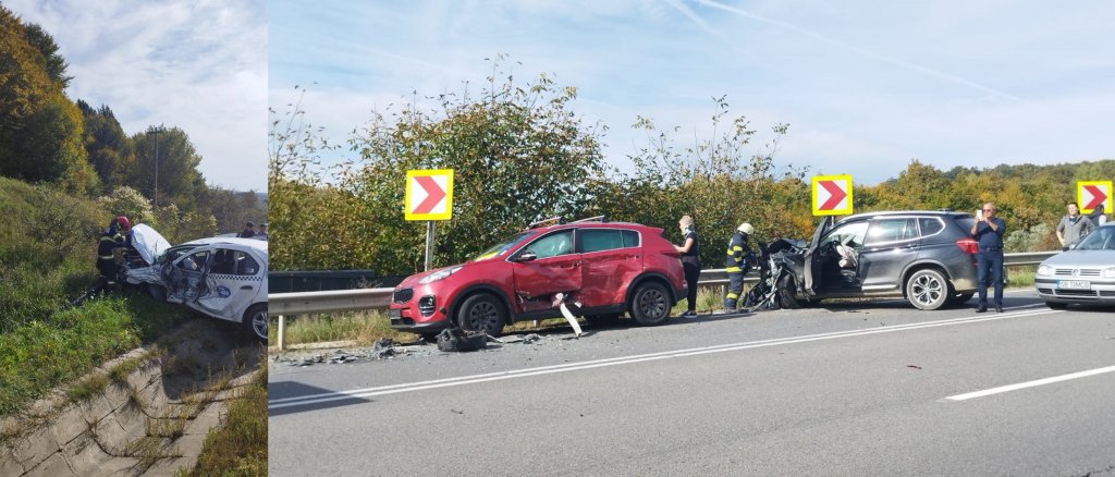 Accident în Feleacu. 5 persoane au fost transportate la spitat. 4 mașini au fost implicate