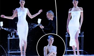 S-a inventat rochia lichidă! Show de senzație la Paris cu fotomodelul Bella Hadid