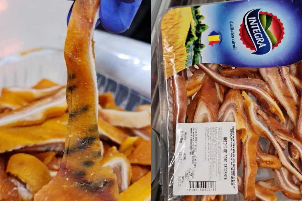 Amendă de 60.000 de lei pentru Auchan din Cluj. Inspectorii ANPC au găsit „urechi de porc crocante” cu mâzgă și afumate incorect
