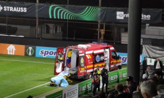 Momente dramatice în Gruia. Un suporter a fost scos cu ambulanța din stadion